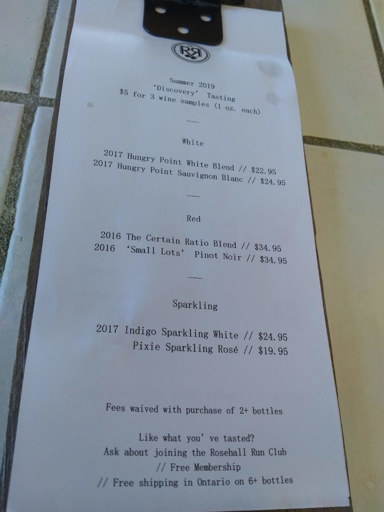 rosehall run menu