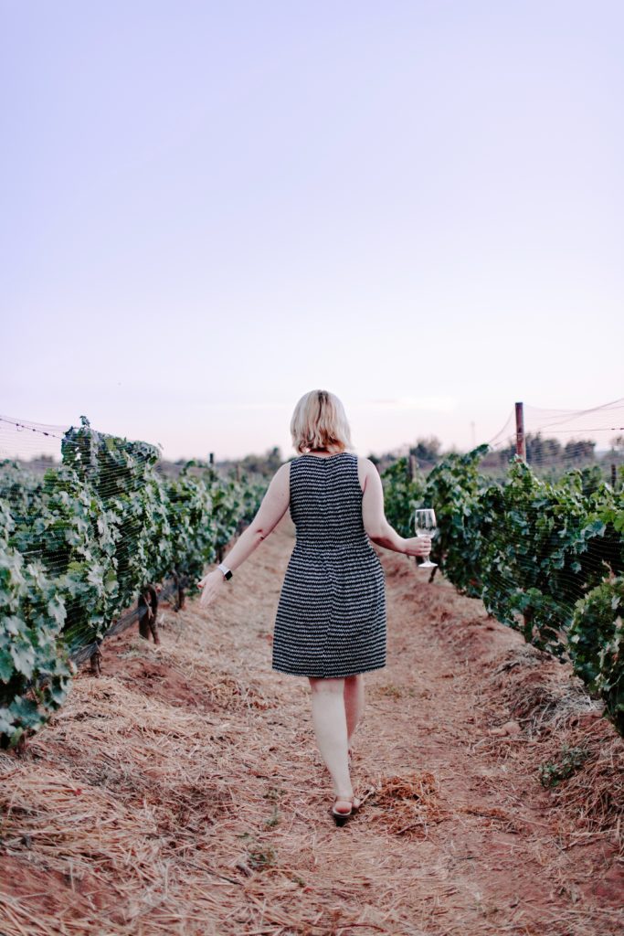 walking in a vineyard