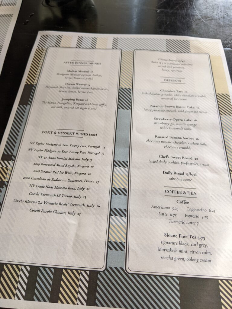 dessert menu